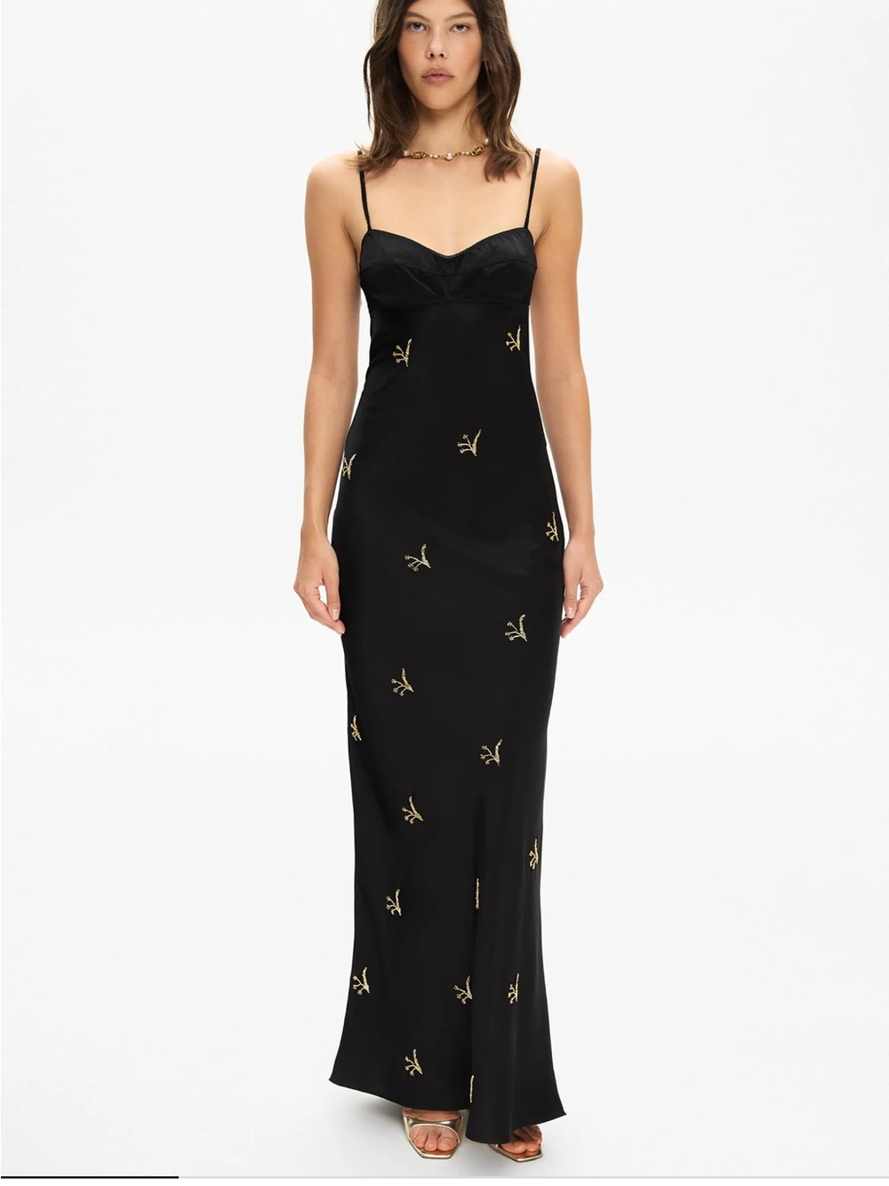 Anna October Maxi Beaded Waterlily Dress black yellow s small maxi long